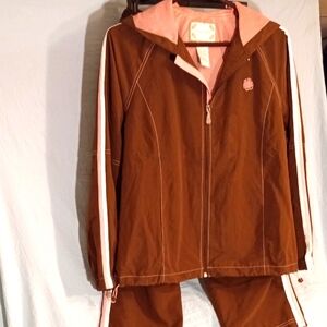 Green Tea Brown and Pink Ankle CropTrack Suit Size Large
